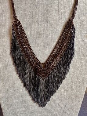Vintage Multi-chain Necklace Drape Design Steampunk Brutalist Rhinestones
